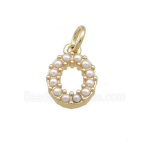 Copper Letter-O Pendant Pave Pearlized Resin Gold Plated