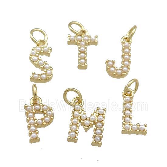 Copper Alphabet Pendant Pave Pearlized Resin Mixed Letters Gold Plated