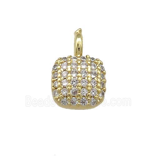 Copper Square Pendant Pave Zircon Gold Plated