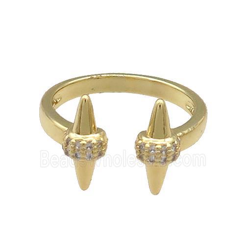 Copper Rings Pave Zircon Cuff Gold Plated