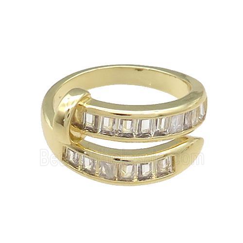 Copper Rings Pave Zircon Gold Plated