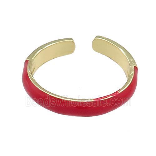Copper Rings Red Enamel Gold Plated