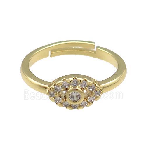 Copper Rings Pave Zircon Eye Adjustable Gold Plated