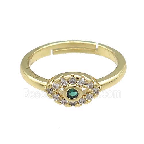Copper Rings Pave Zircon Eye Adjustable Gold Plated