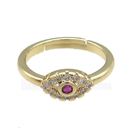 Copper Rings Pave Zircon Eye Adjustable Gold Plated