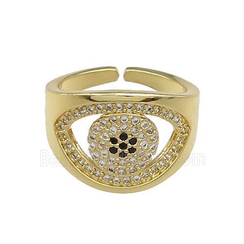 Copper Rings Pave Zircon Eye Gold Plated