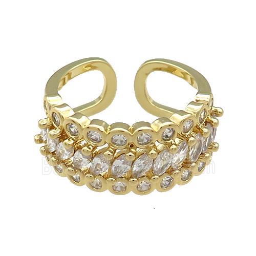 Copper Rings Pave Zircon Gold Plated