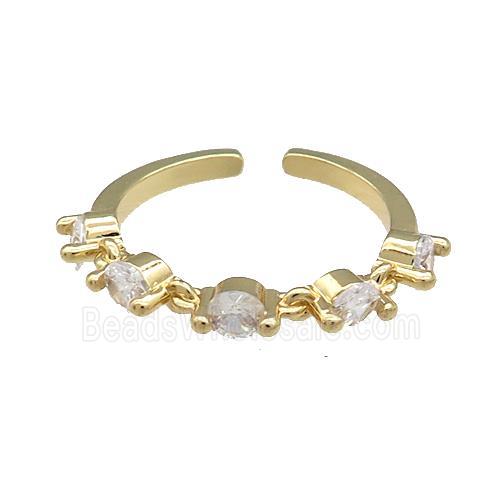 Copper Rings Pave Zircon Gold Plated