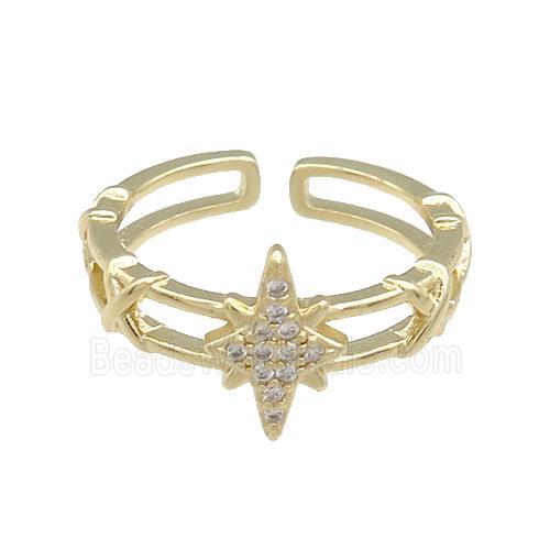 Copper Rings Pave Zircon Northstar Gold Plated