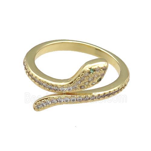 Copper Rings Pave Zircon Snake Gold Plated