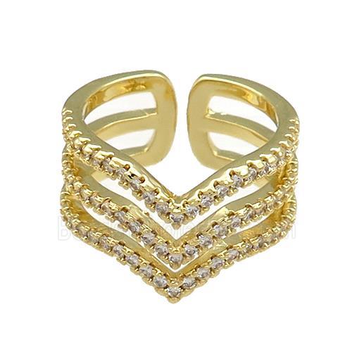 Copper Rings Pave Zircon Gold Plated