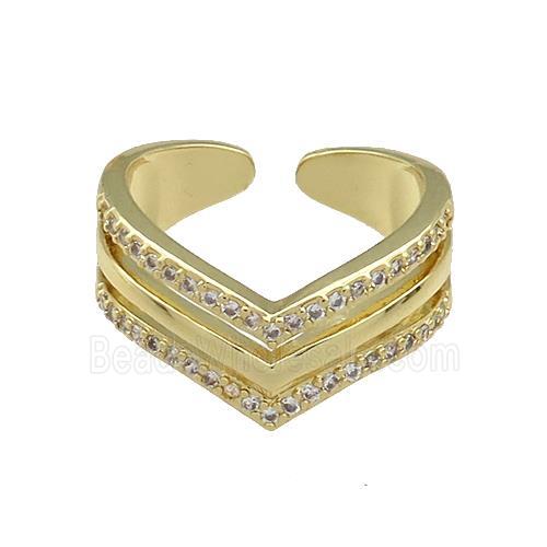 Copper Rings Pave Zircon Gold Plated