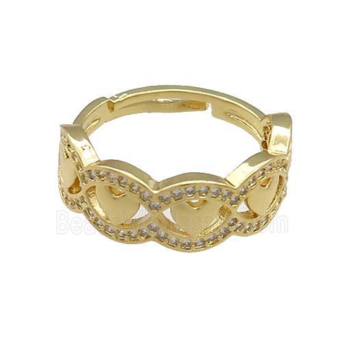 Copper Rings Pave Zircon Heart Adjustable Gold Plated