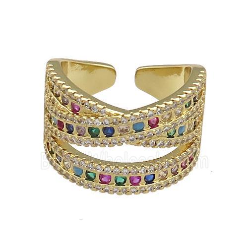Copper Rings Pave Zircon Gold Plated