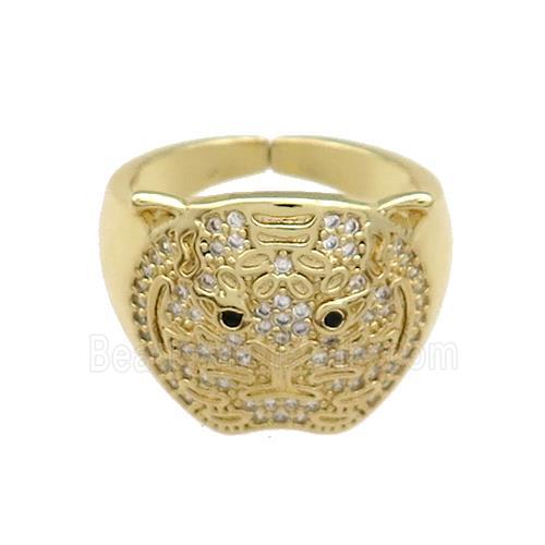 Copper Rings Pave Zircon Owl Gold Plated
