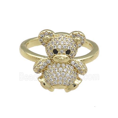 Copper Bear Rings Pave Zircon Gold Plated