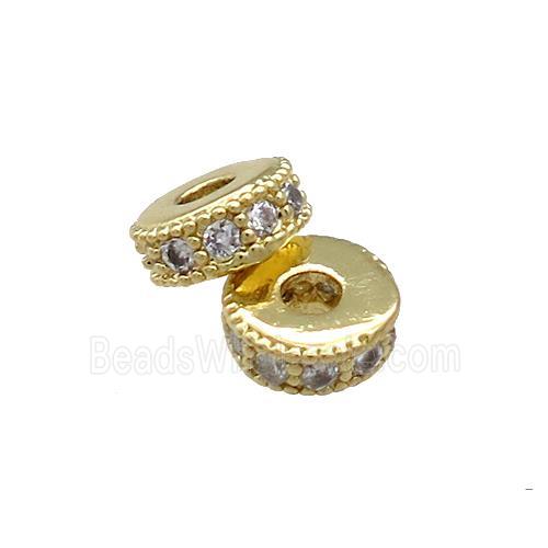 Copper Heishi Beads Pave Zircon Gold Plated