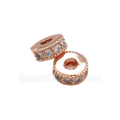 Copper Heishi Beads Pave Zircon Rose Gold