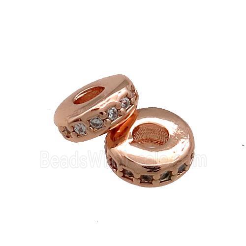 Copper Heishi Beads Pave Zircon Rose Gold