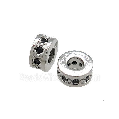 Copper Heishi Beads Pave Zircon Platinum Plated