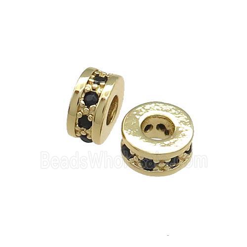 Copper Heishi Beads Pave Zircon Gold Plated