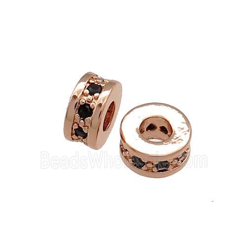 Copper Heishi Beads Pave Zircon Rose Gold