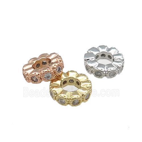Copper Heishi Spacer Beads Pave Zircon Rondelle Mixed