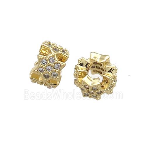 Copper Rondelle Beads Pave Zircon Gold Plated