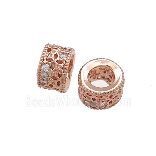 Copper Tube Beads Pave Zircon Rose Gold
