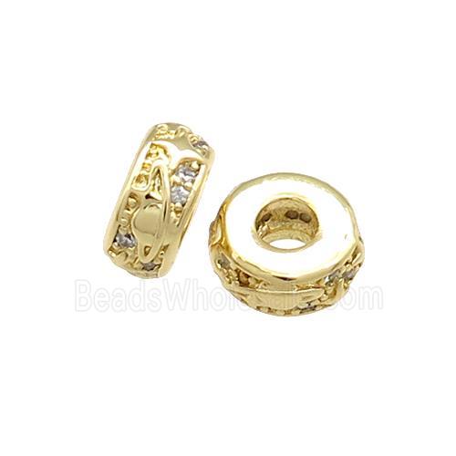 Copper Heishi Beads Pave Zircon Gold Plated