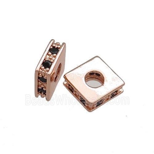 Copper Square Beads Pave Zircon Rose Gold