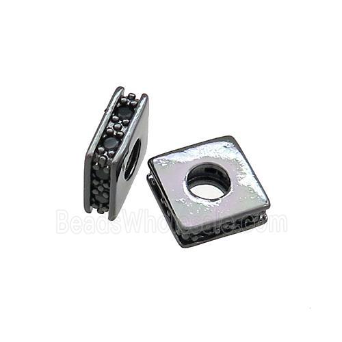 Copper Square Beads Pave Zircon Black Plated