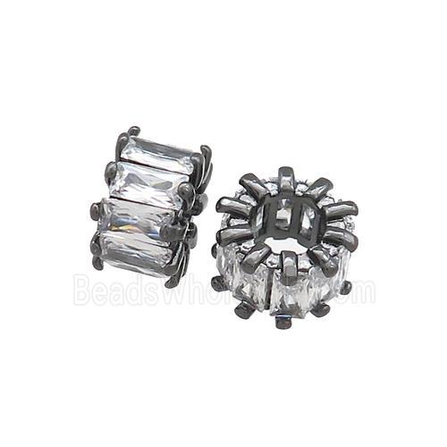 Copper Tube Beads Pave Zircon Black Plated