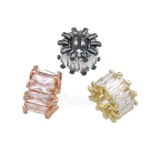 Copper Tube Beads Pave Zircon Mixed