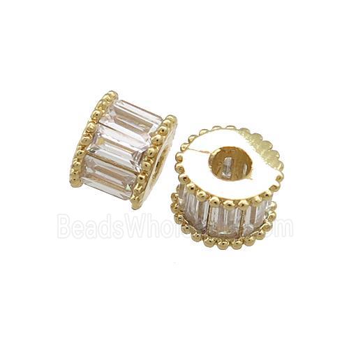 Copper Tube Beads Pave Zircon Gold Plated