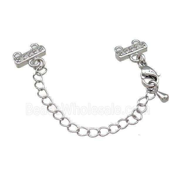 Copper CordEnd Pave Zircon Platinum Plated
