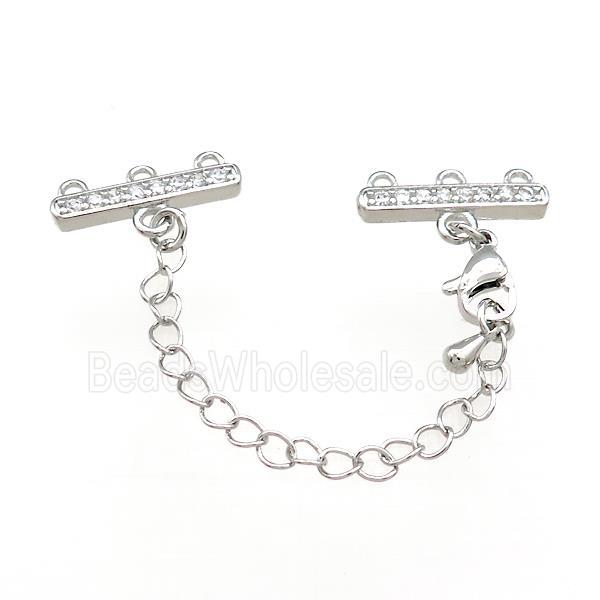 Copper CordEnd Pave Zircon Platinum Plated