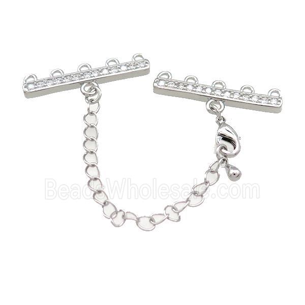 Copper CordEnd Pave Zircon Platinum Plated