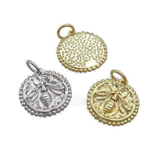 Copper Honeybee Charms Pendant Hammered Mixed