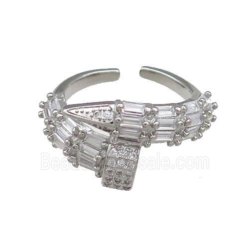 Copper Rings Pave Zircon Platinum Plated