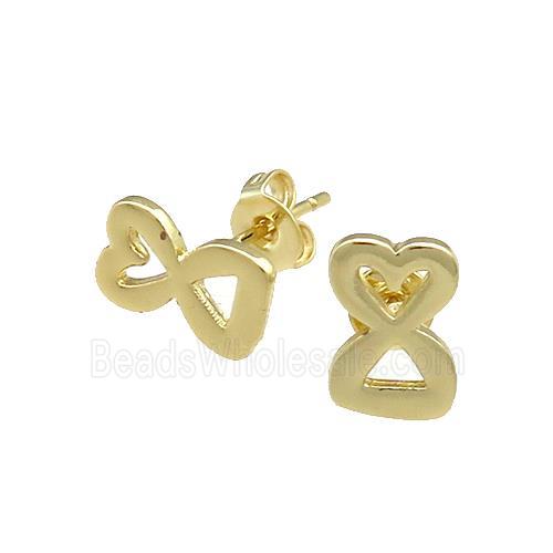 Copper Heart Stud Earring Gold Plated