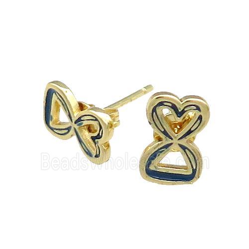 Copper Heart Stud Earring Enamel Gold Plated