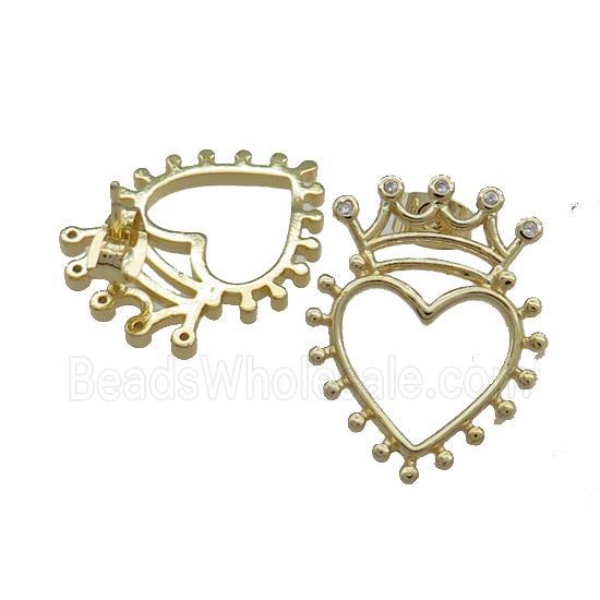 Copper Crown Stud Earring Pave Zircon Gold Plated