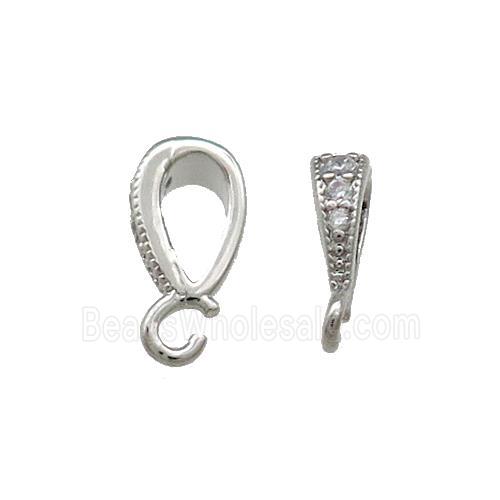 Copper Bail Pave Zircon Platinum Plated