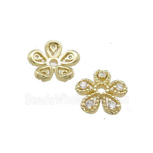Copper Beadcaps Pave Zircon Gold Plated