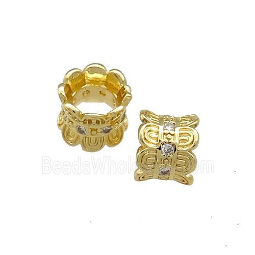 Copper Tube Beads Pave Zircon Gold Plated