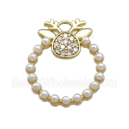 Christmas Wreath Charms Copper Pendant Pave Zircon Resin Gold Plated