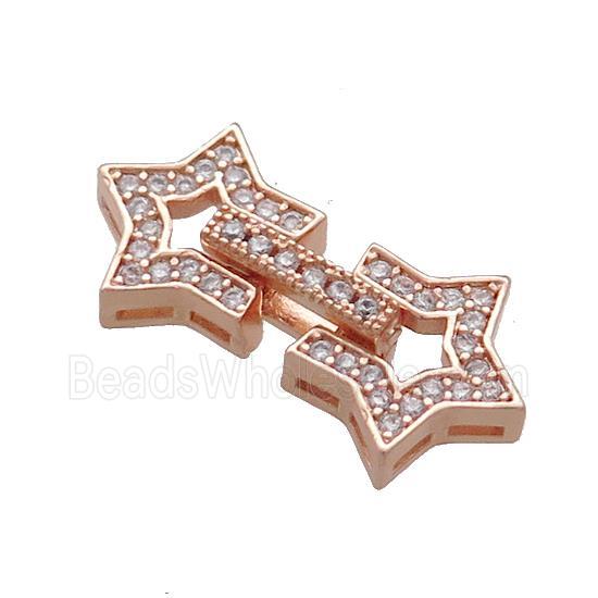 Copper Star Clasp Pave Zircon Rose Gold
