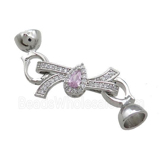Copper Knot Clasp Pave Zircon Platinum Plated