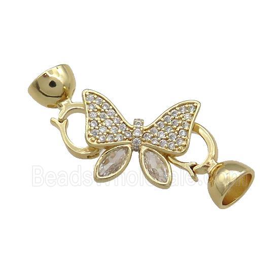 Copper Butterfly Clasp Pave Zircon Gold Plated